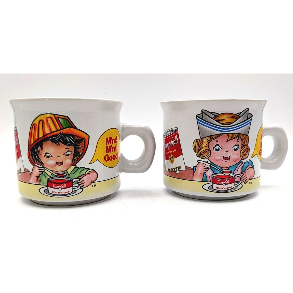 Vintage 1993 Campbell Soup Kids Mugs Set of 2 Westwood Ceramic Mm Mm Good 90s